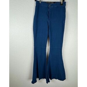 NWT L&B Lucky & Blessed High Rise Flare Jeans Blue Raw Hem Size 8 Boho Western